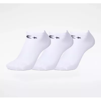 Converse Basic Low Cut E747W lot 3 paires chaussettes basses blanches homme logo Converse brodé smooth toe seam coton