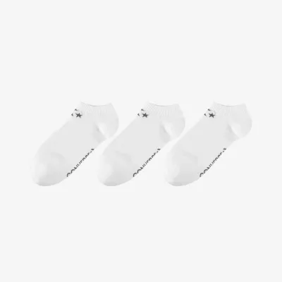 Converse Basic Low Cut E751W lot 3 paires chaussettes basses blanches femme logo Converse smooth toe seam coton