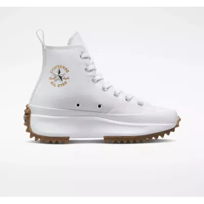 Converse Run Star Hike A01312C sneaker montante plateforme blanche femme semelle dentelée caoutchouc nacré détails dorés