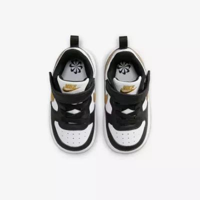 Baskets Nike Court Borough Low Recraft bébé noir blanc et doré DV5458-008