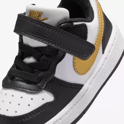 Baskets Nike Court Borough Low Recraft bébé noir blanc et doré DV5458-008