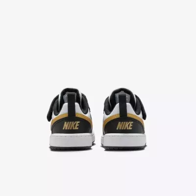 Baskets Nike Court Borough Low Recraft bébé noir blanc et doré DV5458-008
