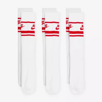 Lot de 3 paires de chaussettes Nike Sportswear Dri-FIT Everyday Essential blanches et rouges unisexe DX5089-102