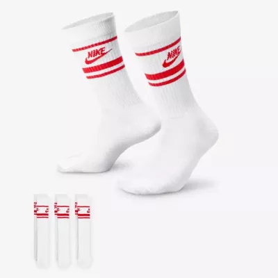 Lot de 3 paires de chaussettes Nike Sportswear Dri-FIT Everyday Essential blanches et rouges unisexe DX5089-102