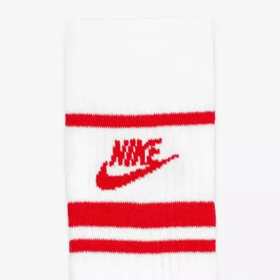 Lot de 3 paires de chaussettes Nike Sportswear Dri-FIT Everyday Essential blanches et rouges unisexe DX5089-102