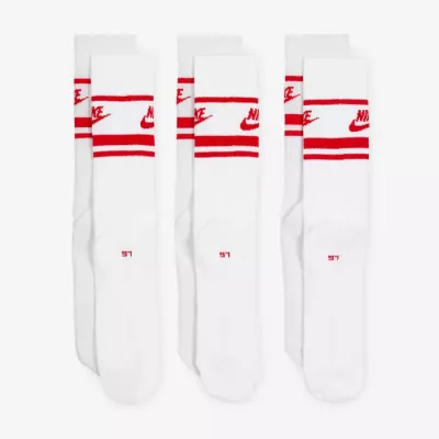 Lot de 3 paires de chaussettes Nike Sportswear Dri-FIT Everyday Essential blanches et rouges unisexe DX5089-102
