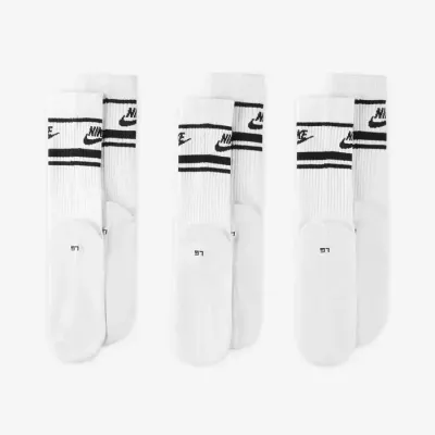 Lot de 3 paires de chaussettes Nike Sportswear Dri-FIT Everyday Essential blanches et noires unisexe DX5089-103