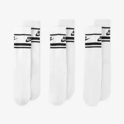 Lot de 3 paires de chaussettes Nike Sportswear Dri-FIT Everyday Essential blanches et noires unisexe DX5089-103