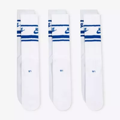 Lot de 3 paires de chaussettes Nike Sportswear Dri-FIT Everyday Essential blanches et bleues unisexe DX5089-105
