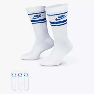Lot de 3 paires de chaussettes Nike Sportswear Dri-FIT Everyday Essential blanches et bleues unisexe DX5089-105
