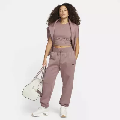 Pantalon de jogging Nike Sportswear Phoenix Fleece taille haute coupe oversize femme rose poudré DQ5887-208