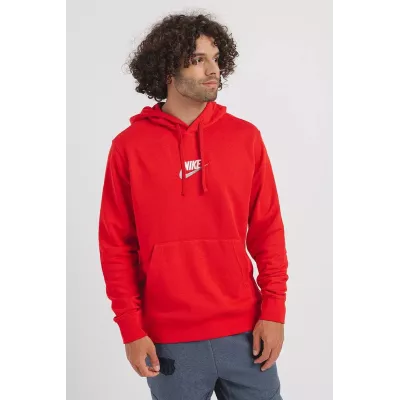 Sweat à capuche Nike Club French Terry FB7788-657 rouge avec logo Futura brodé et tissu éponge français