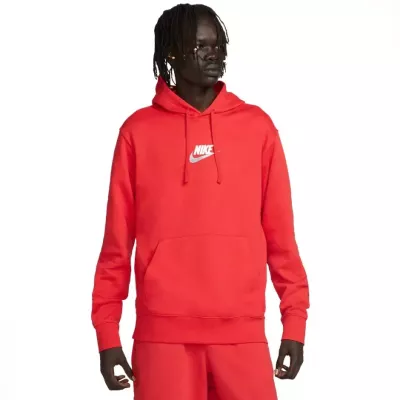 Sweat à capuche Nike Club French Terry FB7788-657 rouge avec logo Futura brodé et tissu éponge français