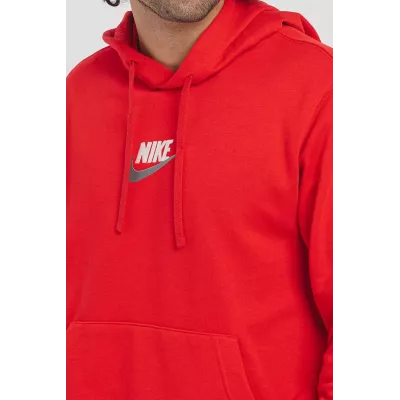 Sweat à capuche Nike Club French Terry FB7788-657 rouge avec logo Futura brodé et tissu éponge français