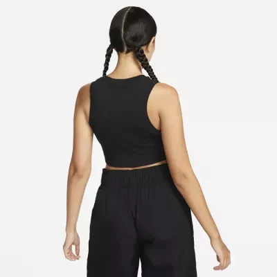 Débardeur Nike FB8279-010 noir femme en 61 % polyester, 30 % lyocell et 9 % élasthanne