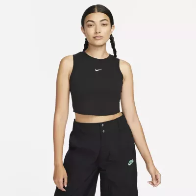 Débardeur Nike FB8279-010 noir femme en 61 % polyester, 30 % lyocell et 9 % élasthanne
