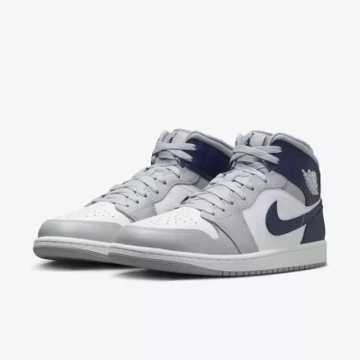 Baskets montantes Air Jordan 1 Mid homme blanc et bleu marine DQ8426-104