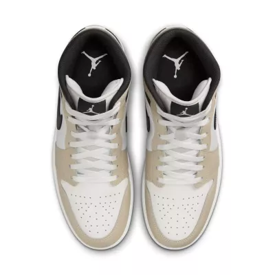 Baskets montantes Air Jordan 1 Mid homme blanc beige et noir DQ8426-153