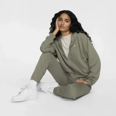 Nike Sportswear Chill Terry sweat zippé à capuche loose femme kaki FN2415-320