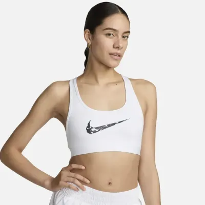 Nike Swoosh brassière sport légère sans rembourrage graphic femme blanc FN2898-605