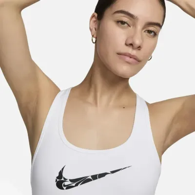 Nike Swoosh brassière sport légère sans rembourrage graphic femme blanc FN2898-605
