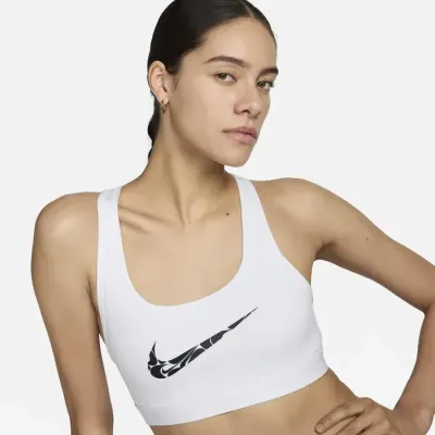 Nike Swoosh brassière sport légère sans rembourrage graphic femme blanc FN2898-605