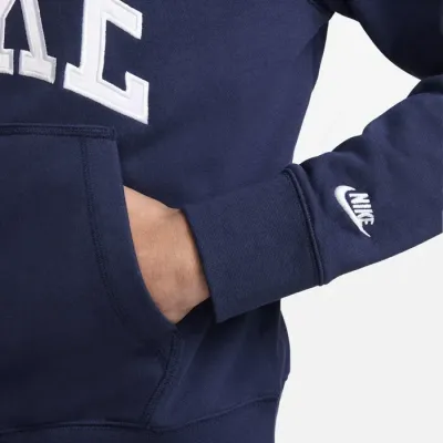 Nike Club Fleece polo manches longues homme bleu marine logo collegiate FN3112-410