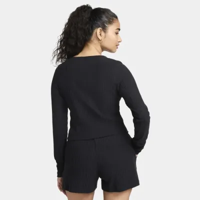 Nike Sportswear Chill Rib cardigan zippé slim côtelé manches longues femme noir FN3682-010