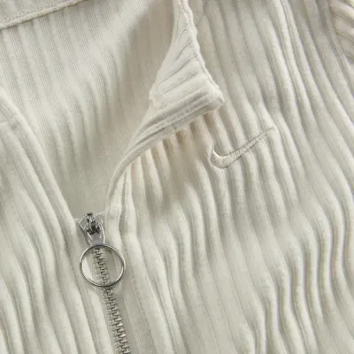 Nike Sportswear Chill Rib cardigan zippé slim côtelé manches longues femme beige FN3682-104