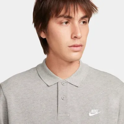 Nike Club polo manches courtes homme gris chiné logo Swoosh brodé FN3894-063