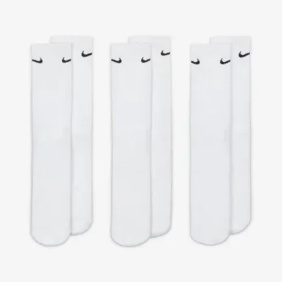 Chaussettes Nike Everyday Cushioned Training Crew blanches lot de 3 paires avec amorti confortable pour sport et entraînement