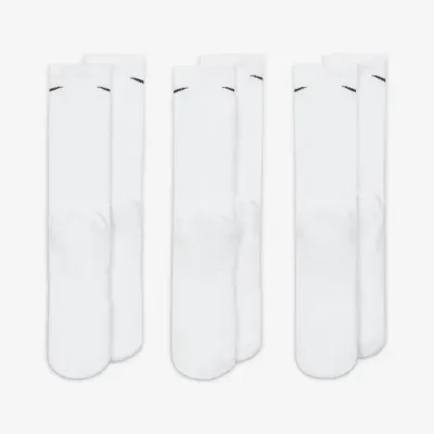 Chaussettes Nike Everyday Cushioned Training Crew blanches lot de 3 paires avec amorti confortable pour sport et entraînement