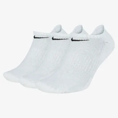 Chaussettes Nike Everyday Cushioned Training No-Show blanches lot de 3 paires avec amorti confortable pour sport et entraînement