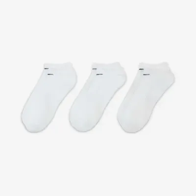 Chaussettes Nike Everyday Cushioned Training No-Show blanches lot de 3 paires avec amorti confortable pour sport et entraînement