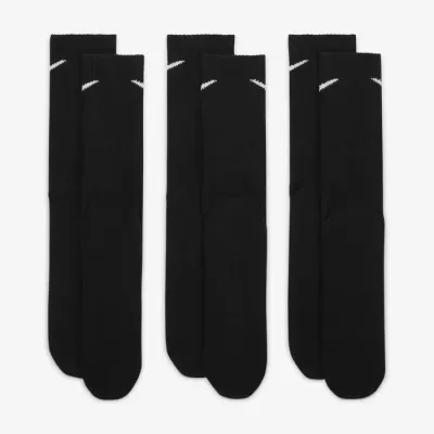 Chaussettes Nike Everyday Lightweight Training Crew noires lot de 3 paires légères et respirantes pour sport et entraînement