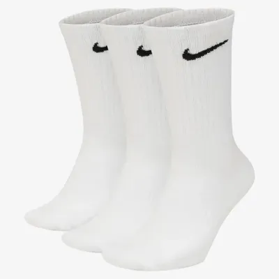Chaussettes Nike Everyday Lightweight Training Crew blanches lot de 3 paires légères et respirantes pour sport et entraînement