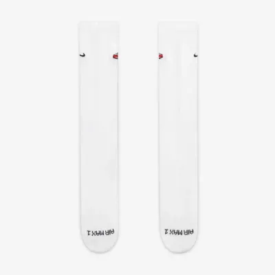 Chaussettes Nike Everyday Plus Cushioned Crew blanches avec amorti renforcé et motif Air Max pour confort au quotidien