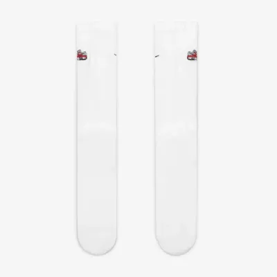 Chaussettes Nike Everyday Plus Cushioned Crew blanches avec amorti renforcé et motif Air Max pour confort au quotidien