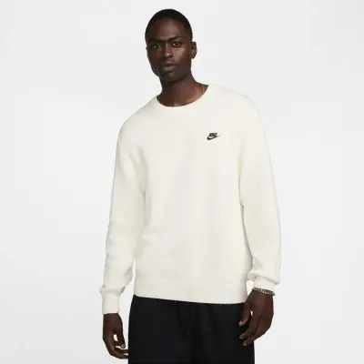 Sweat Nike Club Crew-Neck écru pour homme col rond en coton confortable style casual FQ2912-133