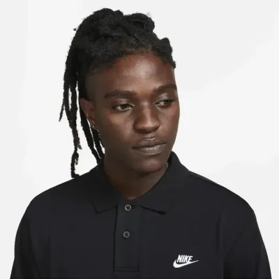 Polo Nike Club manches longues noir pour homme en maille douce et confortable style casual premium FQ3417-010