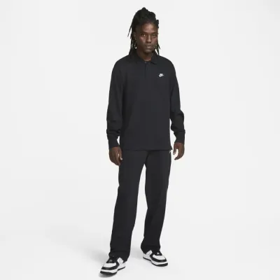 Polo Nike Club manches longues noir pour homme en maille douce et confortable style casual premium FQ3417-010