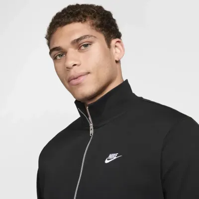 Veste Nike Club Knit noire pour homme avec fermeture zippée intégrale style sportswear et casual FQ3426-010