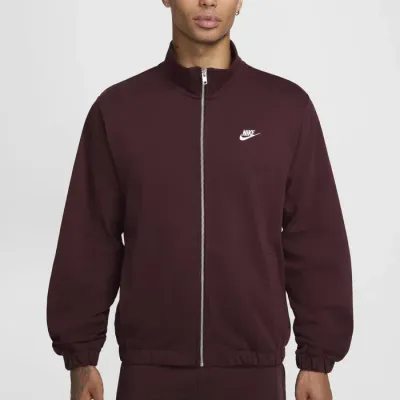 Veste Nike Club Knit bordeaux pour homme avec fermeture zippée intégrale style sportswear confortable FQ3426-652
