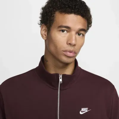Veste Nike Club Knit bordeaux pour homme avec fermeture zippée intégrale style sportswear confortable FQ3426-652