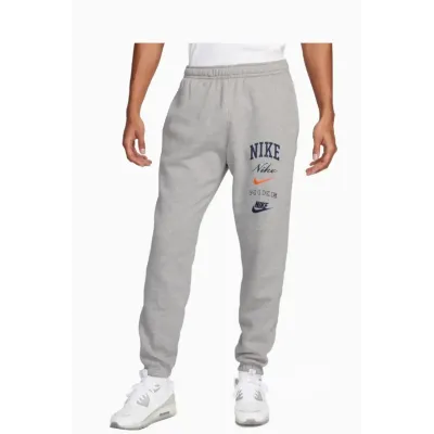 Pantalon Nike Club FN2643-063 gris homme avec molleton brossé et chevilles resserrées