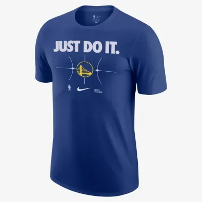 T-shirt Golden State Warriors Essential NBA bleu pour homme avec logo Warriors et slogan Just Do It Nike FQ6277-495