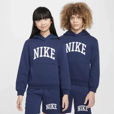 Sweat à capuche Nike Sportswear Club Fleece bleu marine pour enfant unisexe avec logo Nike imprimé style collège HJ3156-410