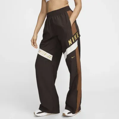 Pantalon Nike Sportswear taille haute marron pour femme avec design colorblock rétro et coupe large tendance HF5957-464