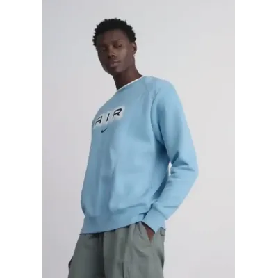 Sweat Nike Air Fleece Crew-Neck bleu ciel pour homme avec logo Air imprimé et coupe confortable lifestyle HM0177-464