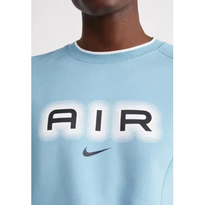 Sweat Nike Air Fleece Crew-Neck bleu ciel pour homme avec logo Air imprimé et coupe confortable lifestyle HM0177-464